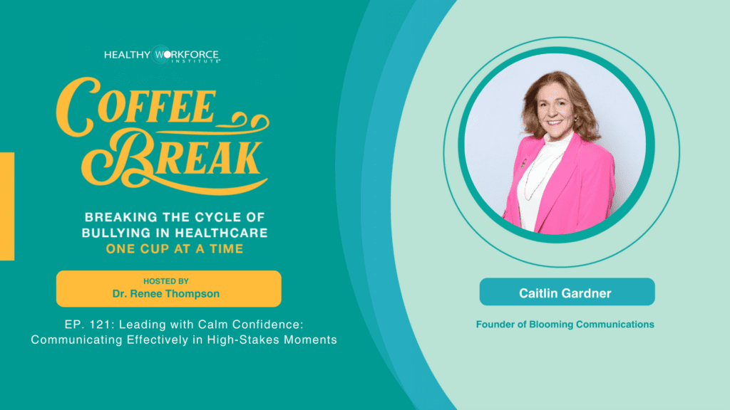 Coffee Break podcast image featuring Caitlin Gardner, founder of Blooming Communications, discussing leadership and communication.